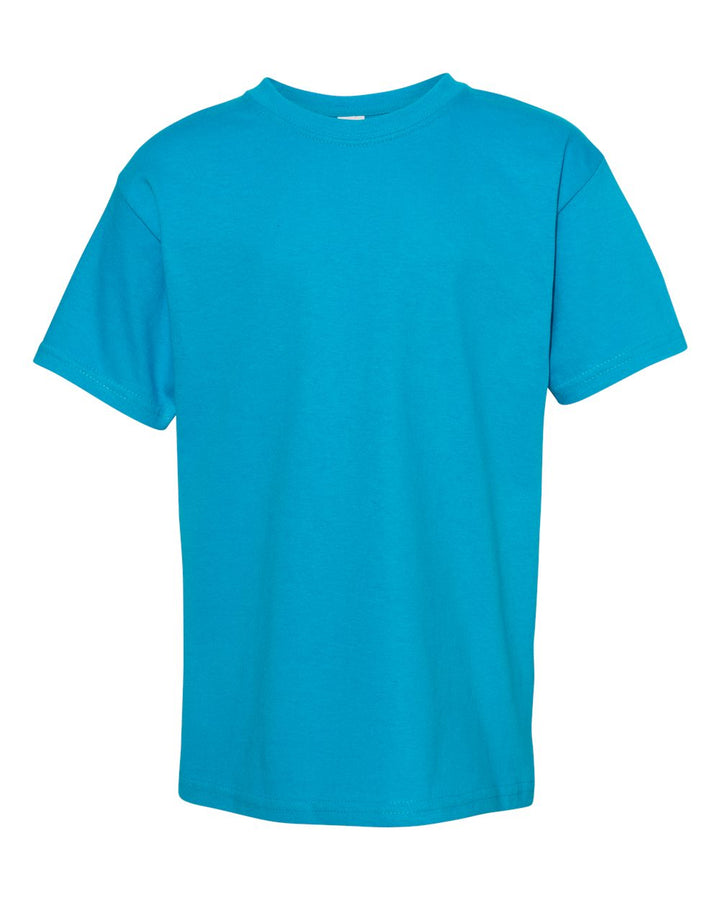Front View of Teal Essential-T Youth T-Shirt - 5480
