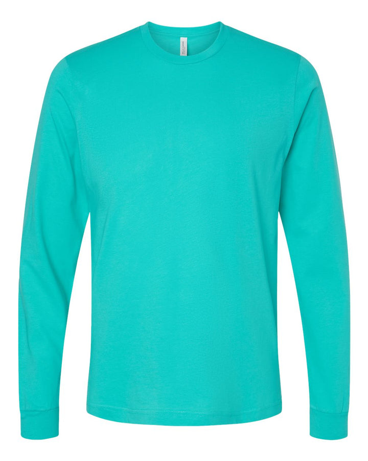 Front View of Teal Jersey Long Sleeve Tee - 3501