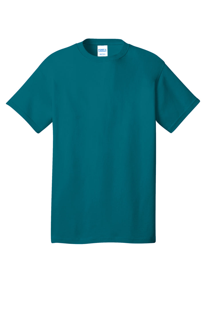 Front View of Teal Port & Company - Core Cotton Tee. PC54