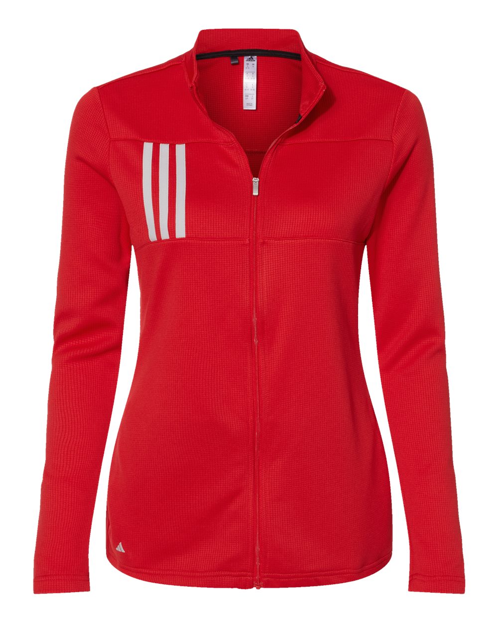 Front View of Team Collegiate Red/ Grey Two Women's 3-Stripes Double Knit Full-Zip - A483