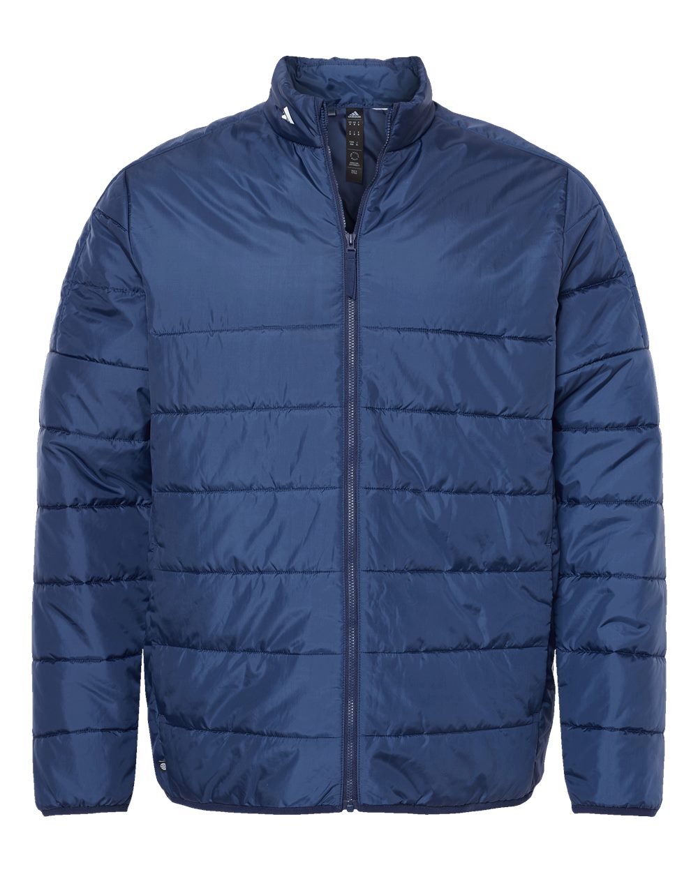 Front View of Team Navy Blue Puffer Jacket - A570
