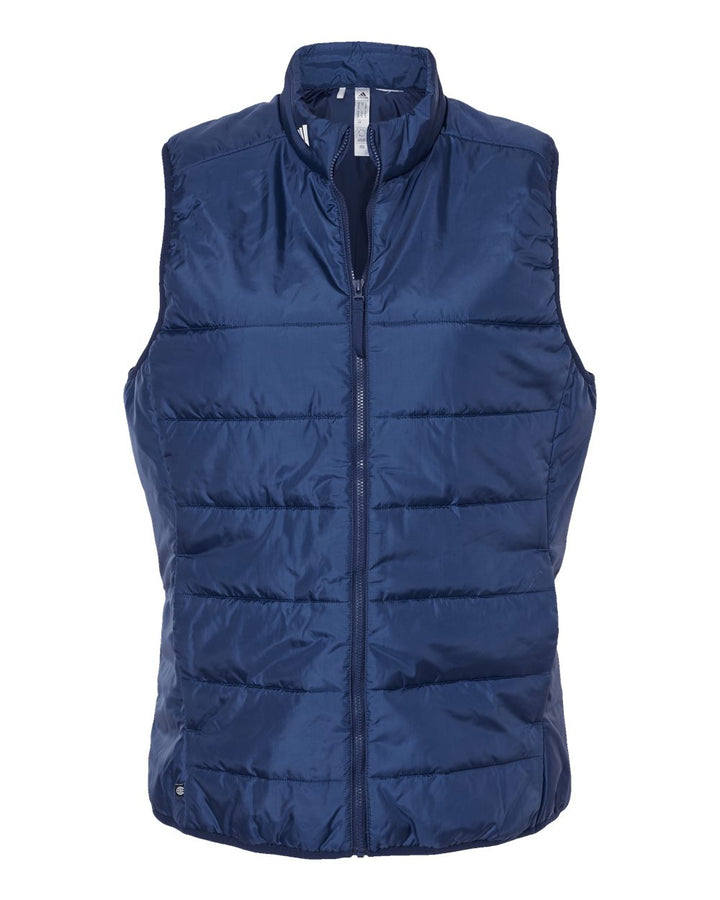 Front View of Team Navy Blue Women's Puffer Vest - A573