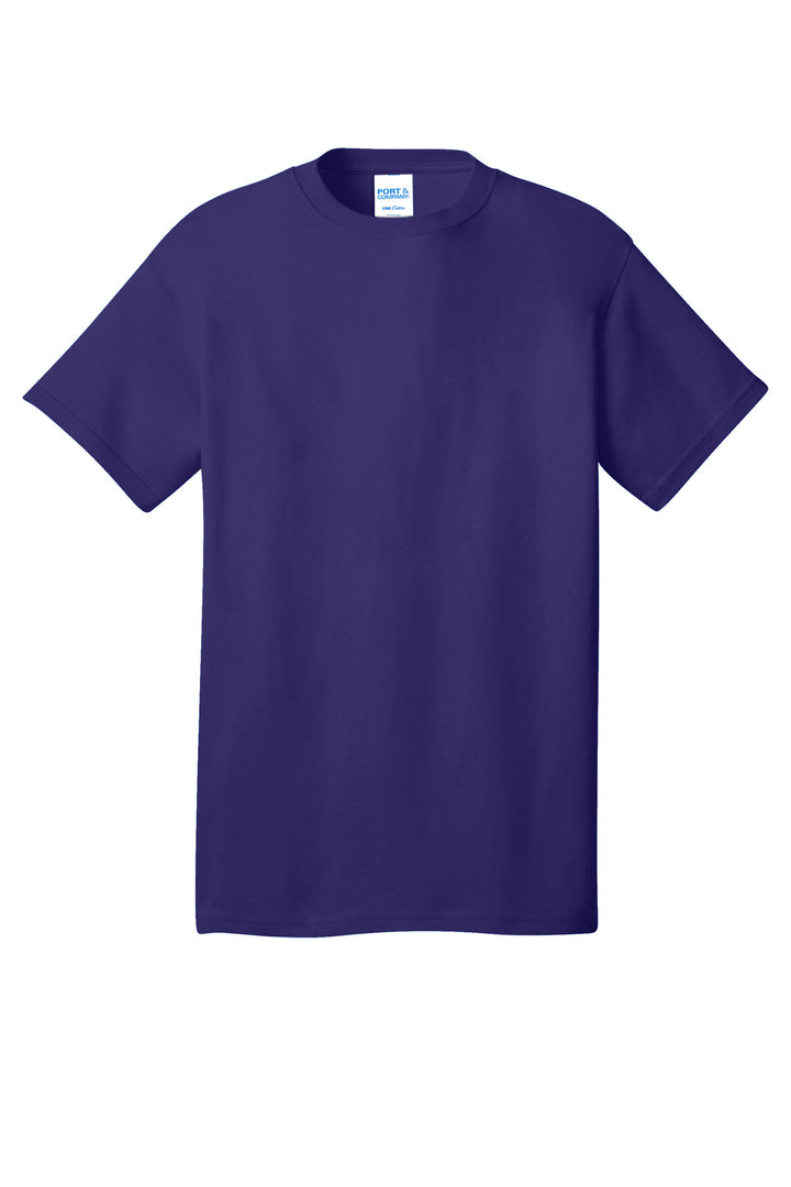 Front View of Team Purple Port & Company - Core Cotton Tee. PC54