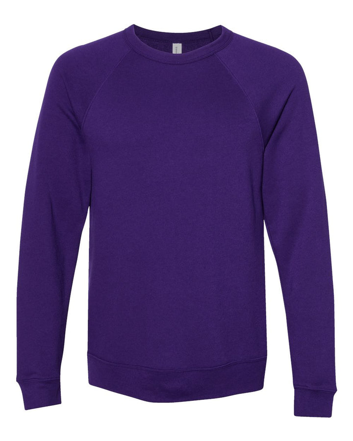 Front View of Team Purple Sponge Fleece Raglan Crewneck Sweatshirt - 3901