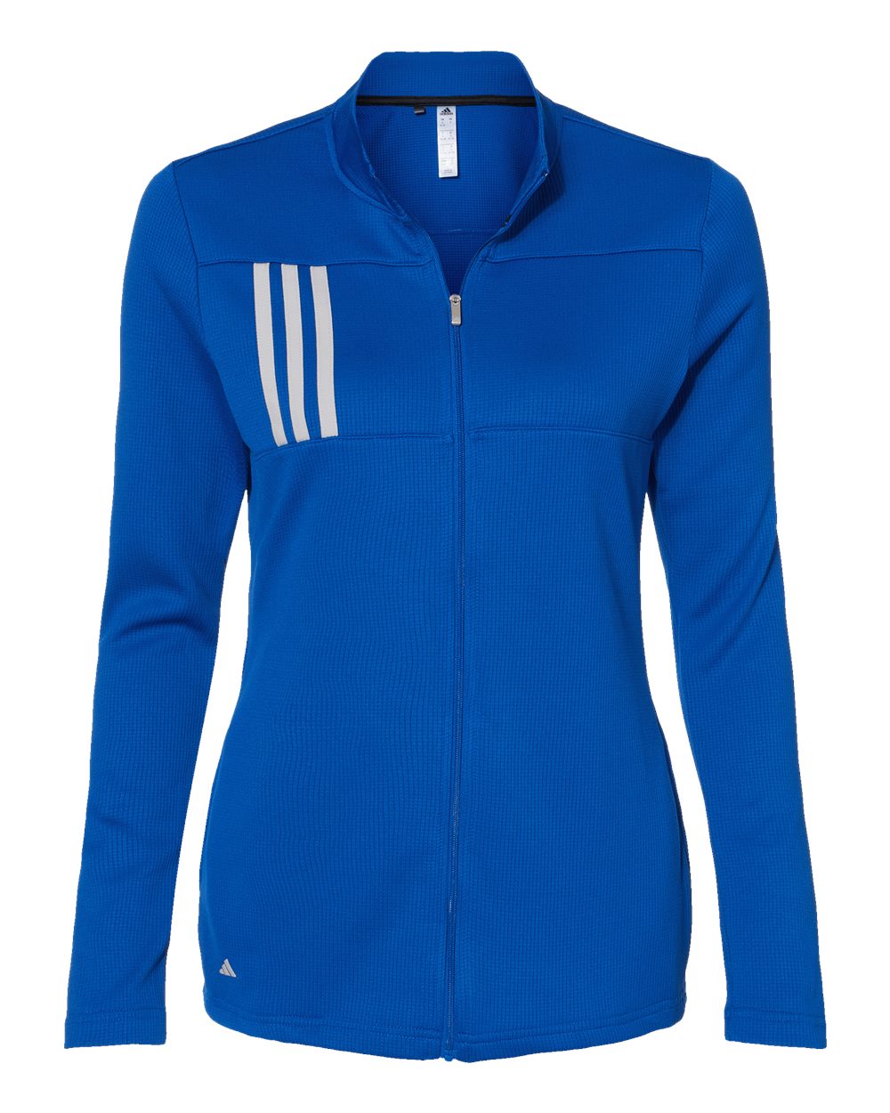 Front View of Team Royal/ Grey Two Women's 3-Stripes Double Knit Full-Zip - A483