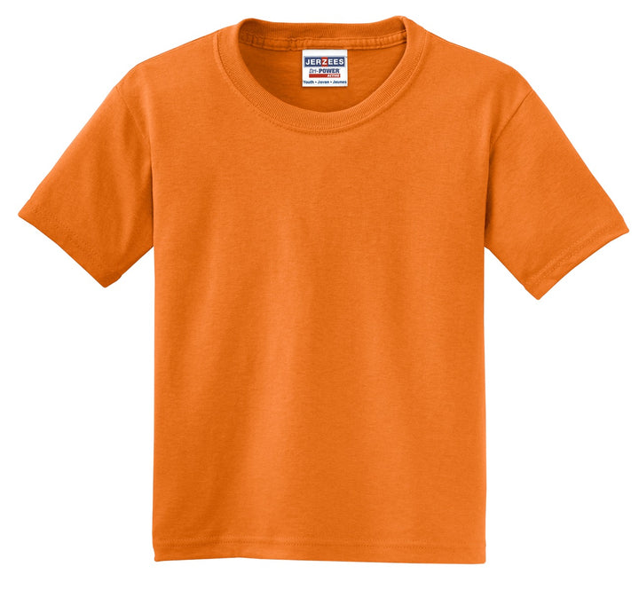 Front View of Tennessee Orng Jerzees - Youth Dri-Power 50/50 Cotton/Poly T-Shirt. 29B