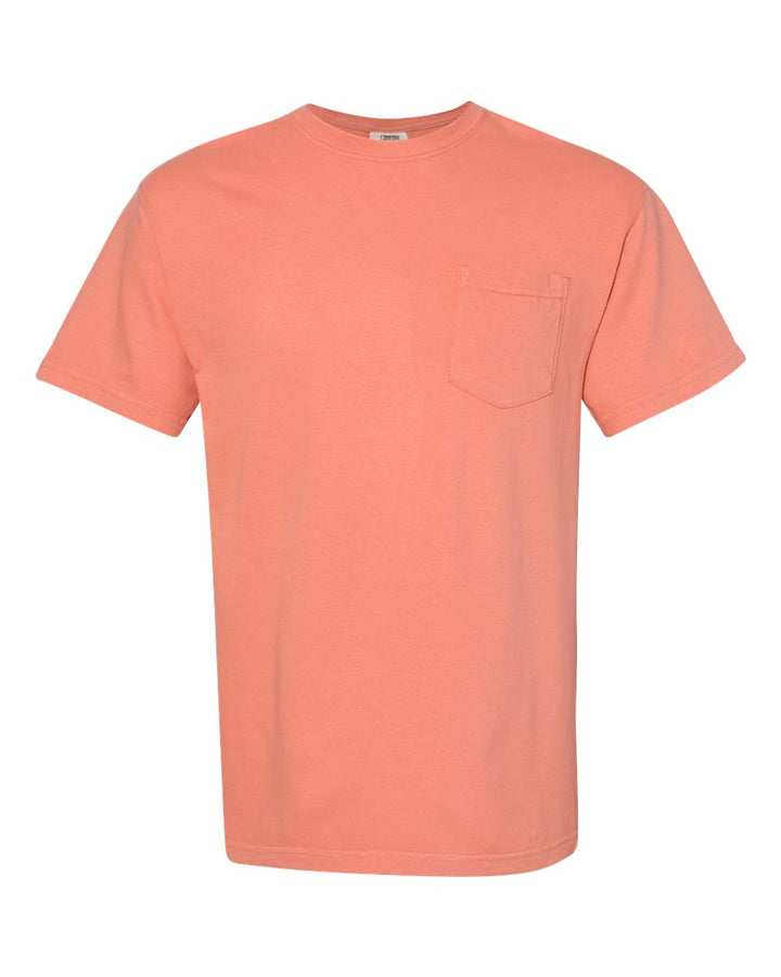 Front View of Terracotta Garment-Dyed Heavyweight Pocket T-Shirt - 6030