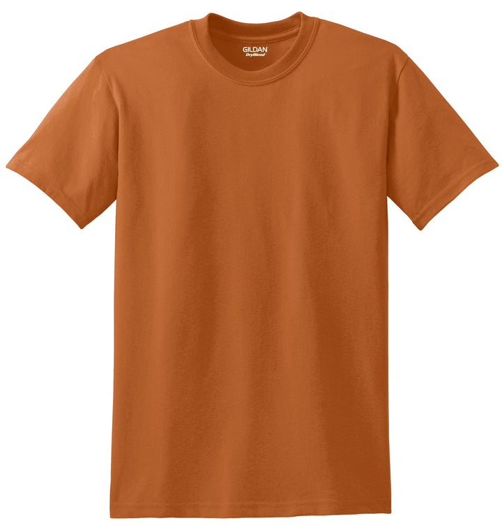 Front View of Texas Orange Gildan DryBlend 50 Cotton/50 Poly T-Shirt. 8000