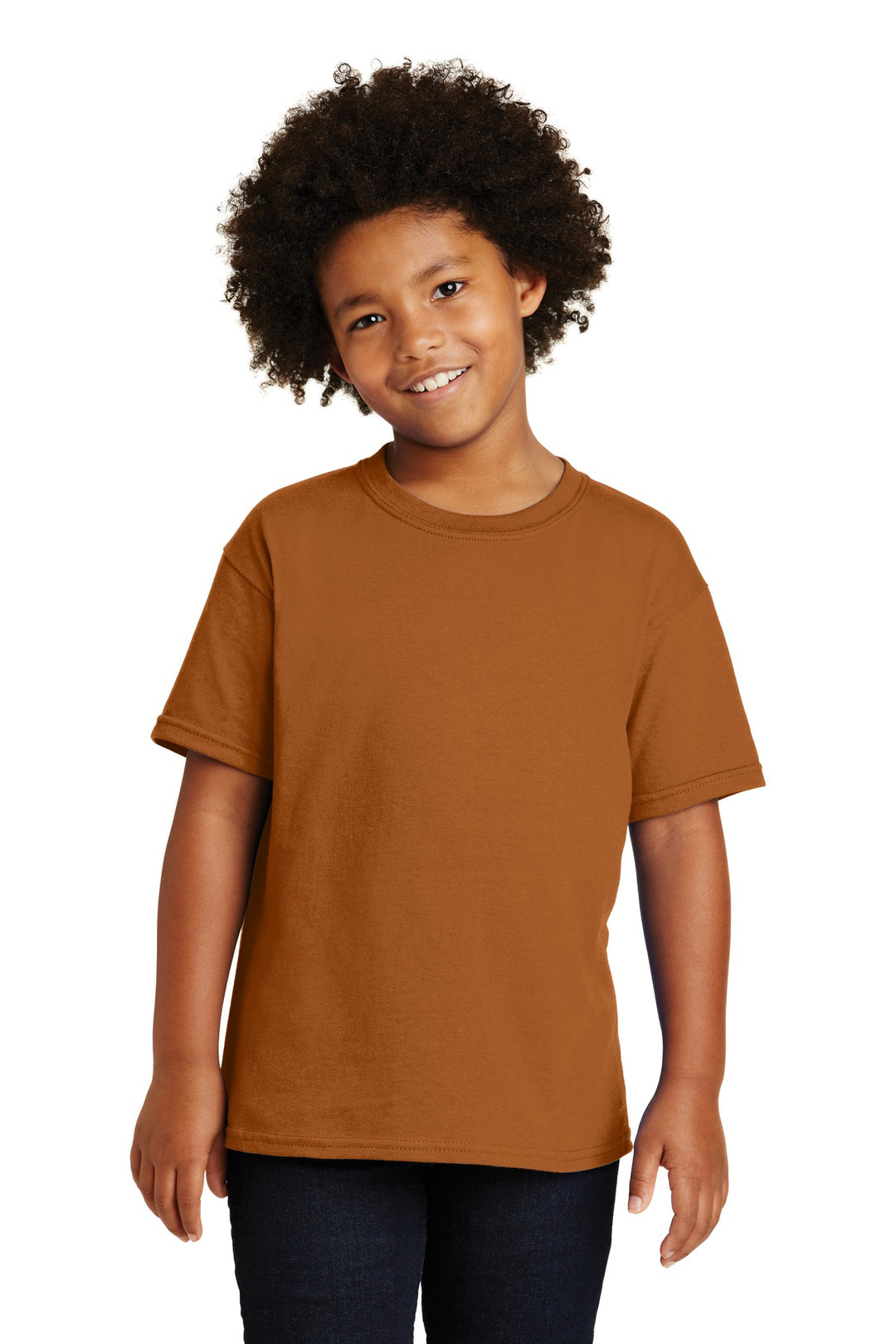 Front View of Texas Orange Gildan - Youth Heavy Cotton 100% Cotton T-Shirt. 5000B
