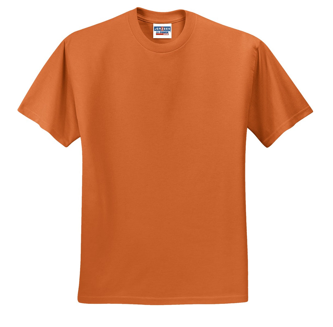 Front View of Texas Orange Jerzees - Dri-Power 50/50 Cotton/Poly T-Shirt. 29M