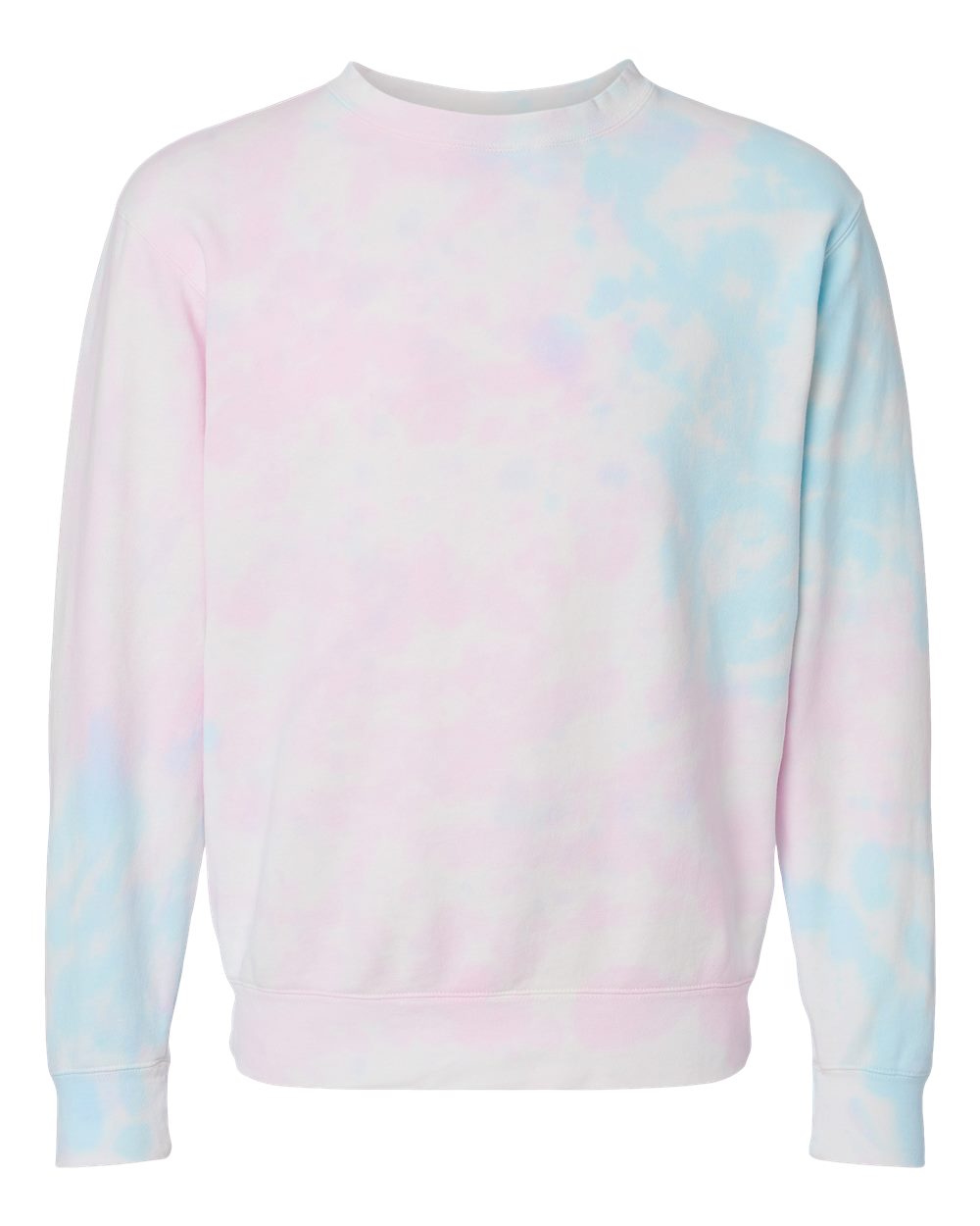 Front View of Tie Dye Cotton Candy Midweight Tie-Dyed Crewneck Sweatshirt - PRM3500TD