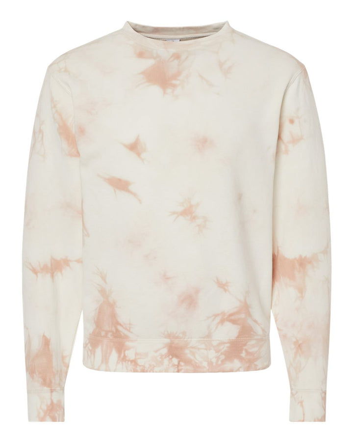 Front View of Tie Dye Dusty Pink Midweight Tie-Dyed Crewneck Sweatshirt - PRM3500TD