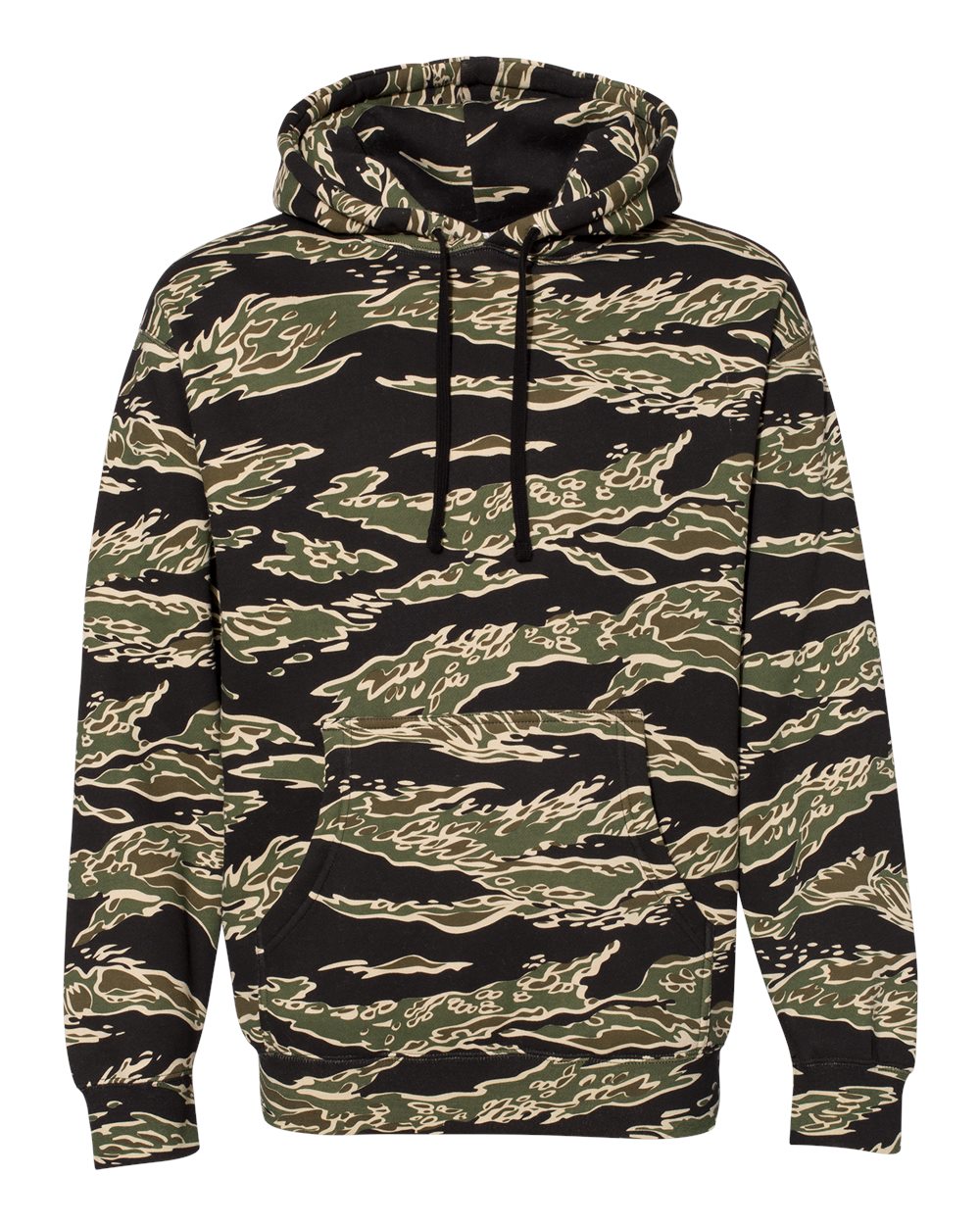 Front View of Tiger Camo Heavyweight Hooded Sweatshirt - IND4000