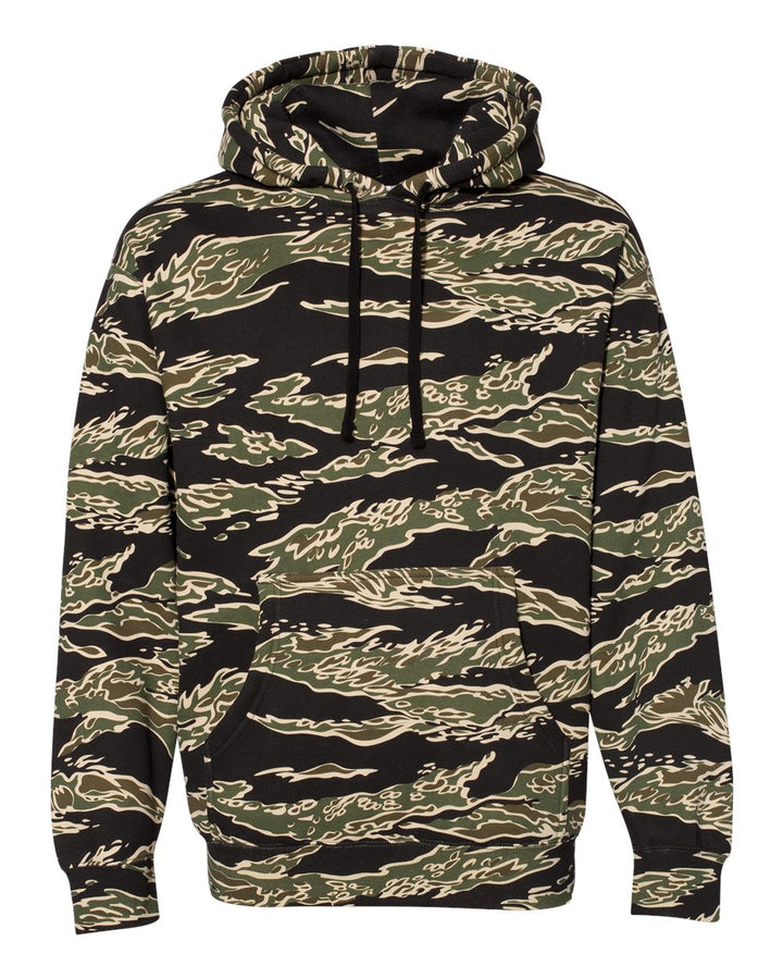 Front View of Tiger Camo Heavyweight Hooded Sweatshirt - IND4000