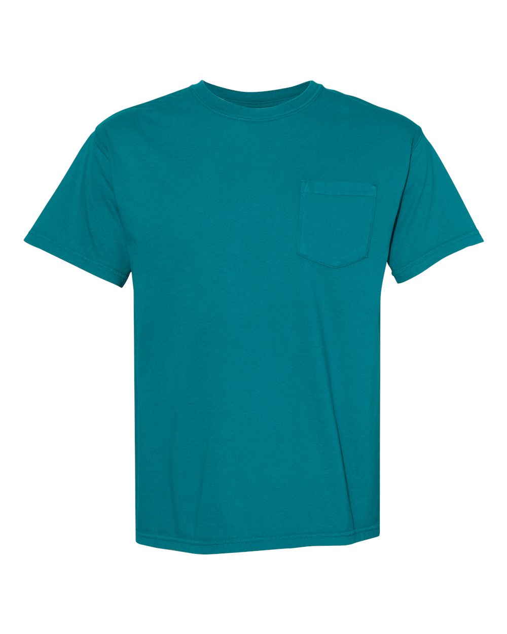 Front View of Topaz Blue Garment-Dyed Heavyweight Pocket T-Shirt - 6030