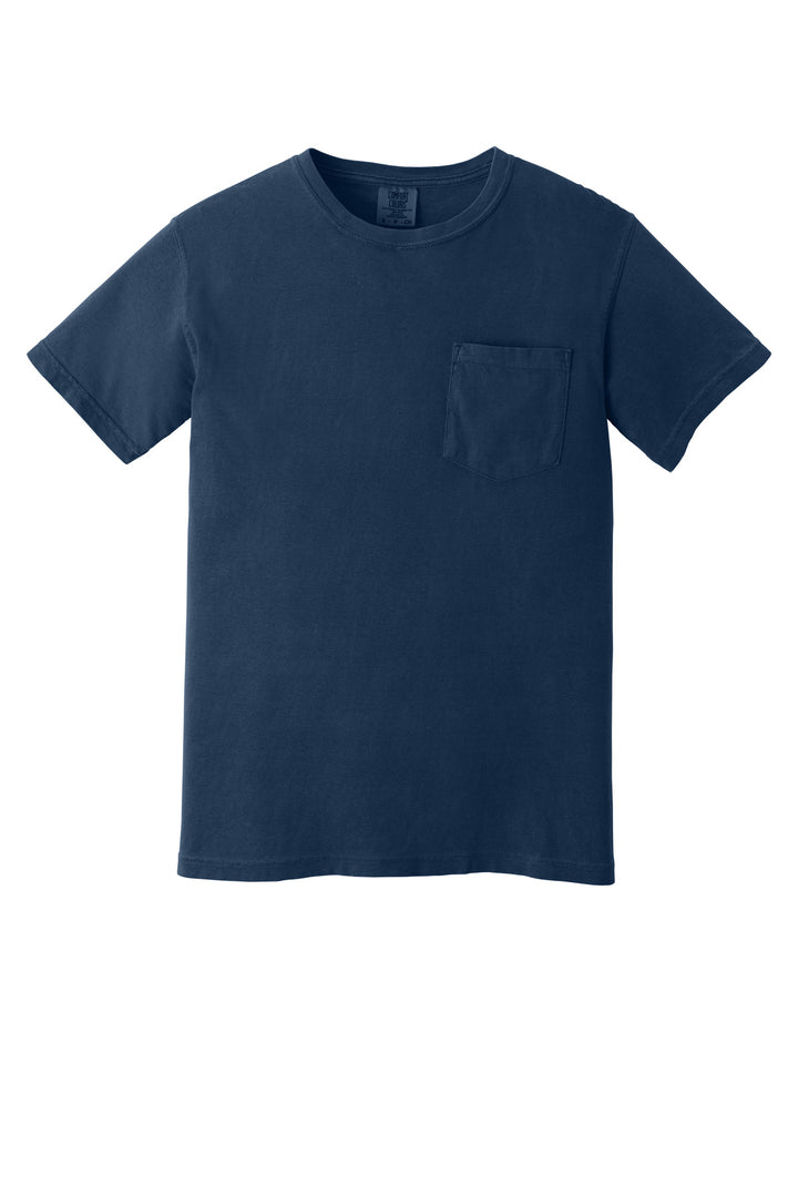 Front View of True Navy COMFORT COLORS Heavyweight Ring Spun Pocket Tee. 6030