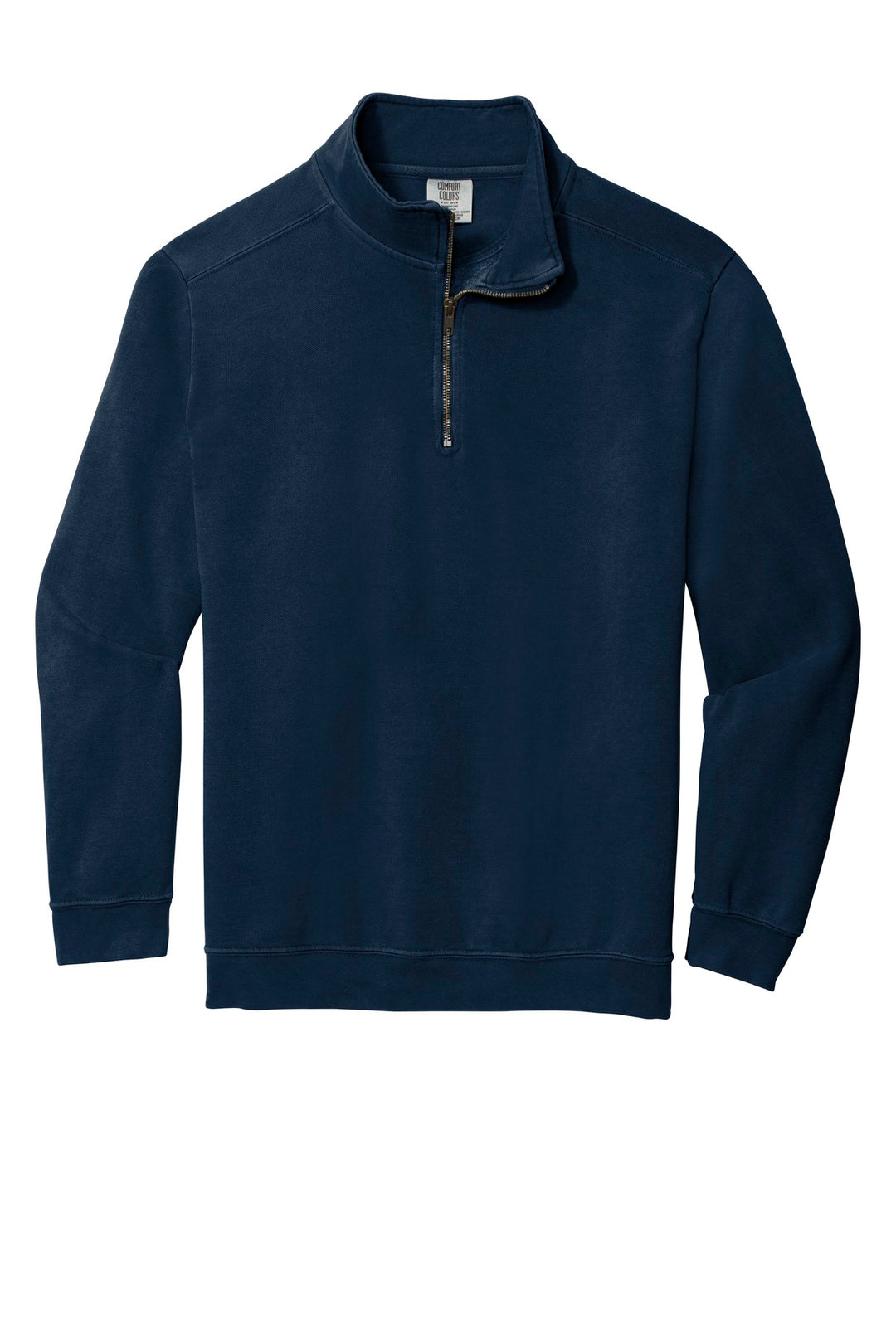 Front View of True Navy COMFORT COLORS Ring Spun 1/4-Zip Sweatshirt. 1580