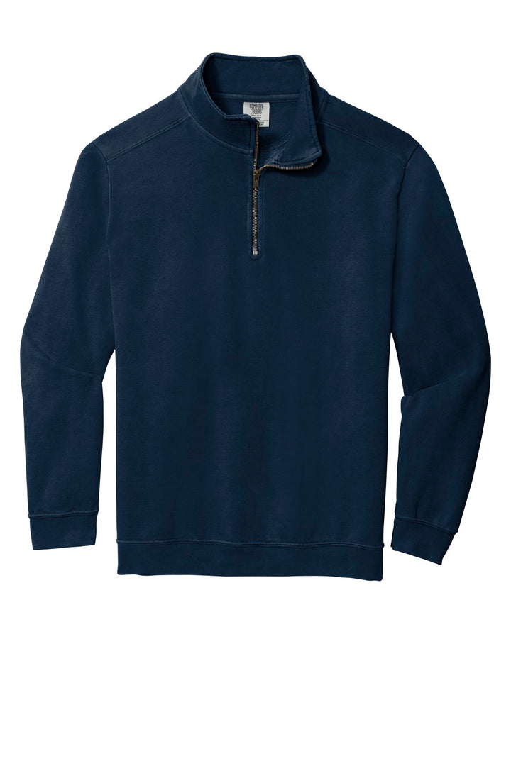 Front View of True Navy COMFORT COLORS Ring Spun 1/4-Zip Sweatshirt. 1580