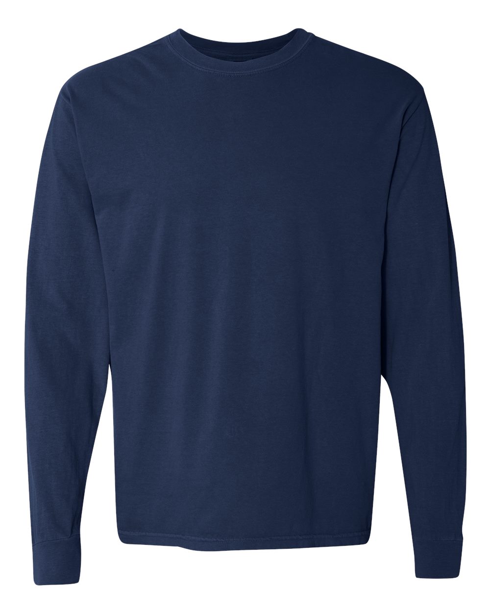 Front View of True Navy Garment-Dyed Heavyweight Long Sleeve T-Shirt - 6014