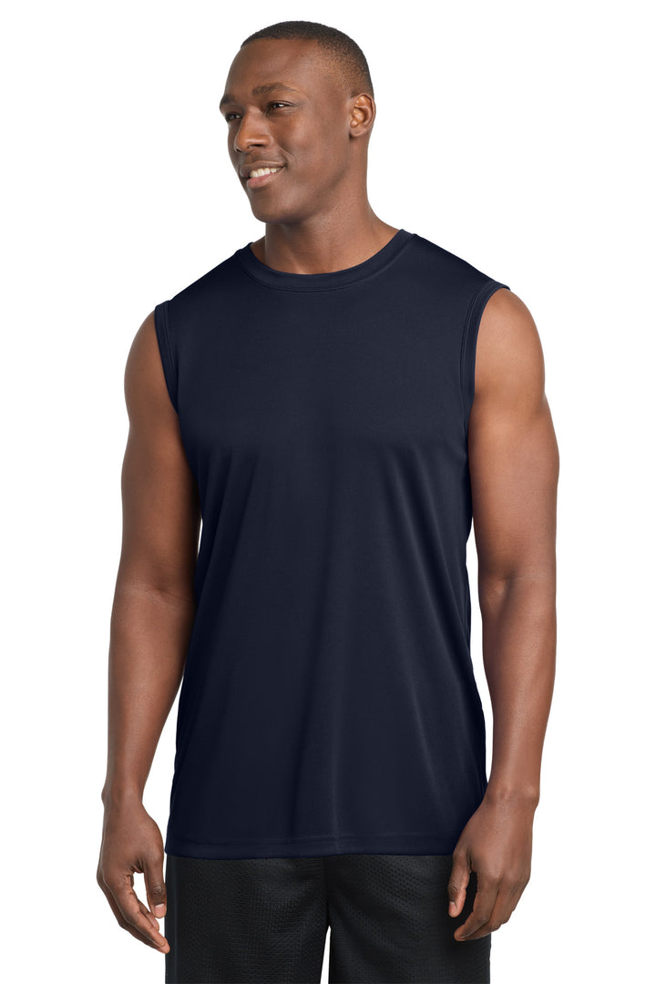 Front View of True Navy Sport-Tek Sleeveless PosiCharge Competitor Tee. ST352