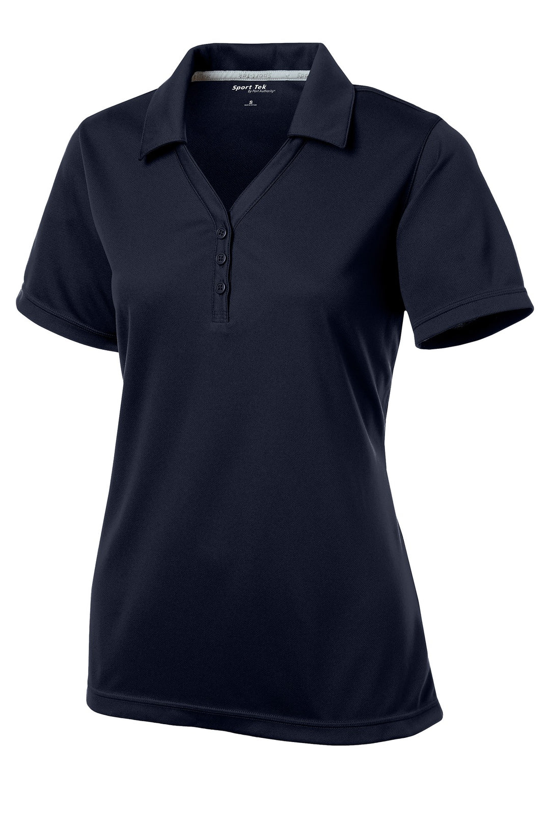 Front View of True Navy Sport-Tek Women's PosiCharge Micro-Mesh Polo. LST680