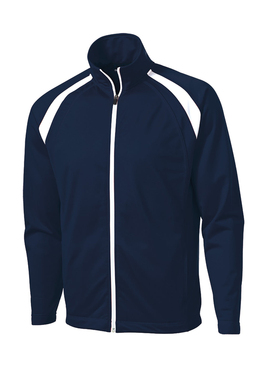 Front View of True Navy/Whit Sport-Tek Tricot Track Jacket. JST90