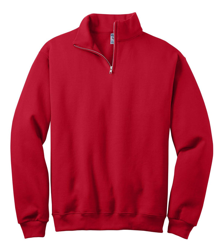 Front View of True Red Jerzees - NuBlend 1/4-Zip Cadet Collar Sweatshirt. 995M