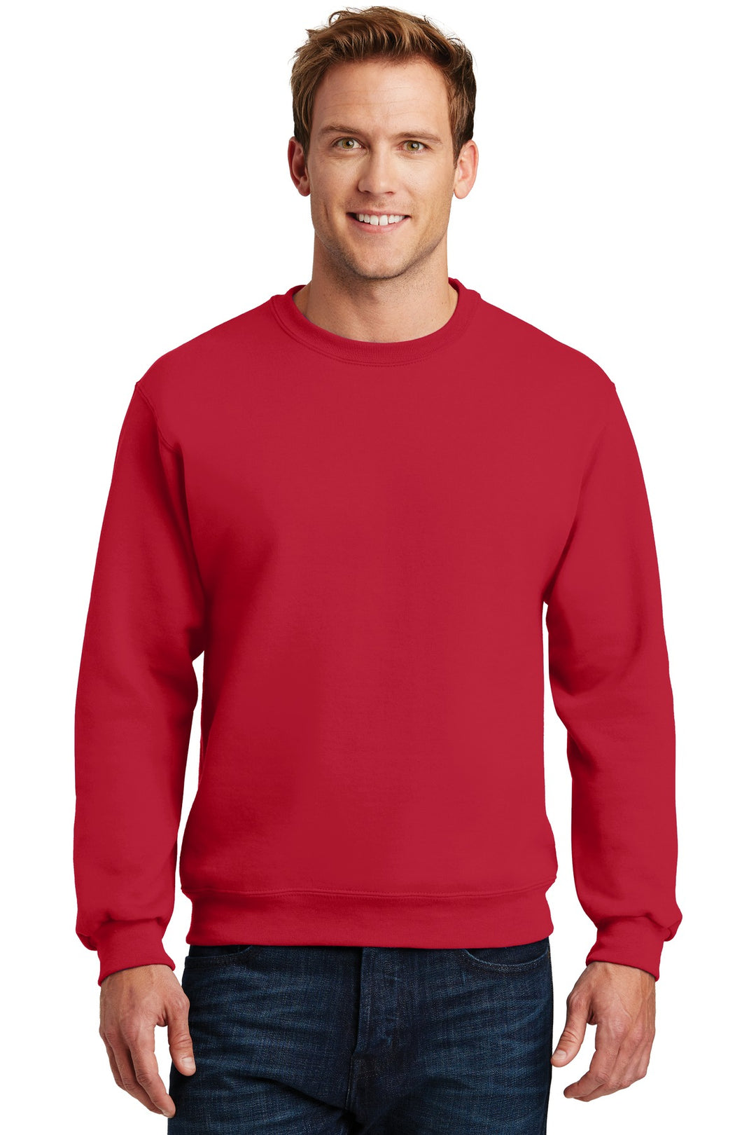 Front View of True Red Jerzees Super Sweats NuBlend - Crewneck Sweatshirt. 4662M