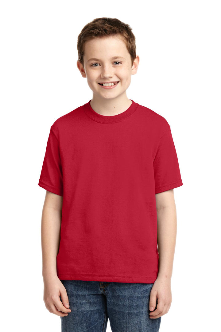 Front View of True Red Jerzees - Youth Dri-Power 50/50 Cotton/Poly T-Shirt. 29B