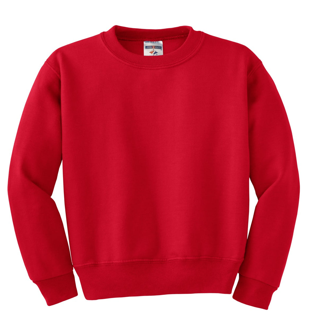Front View of True Red Jerzees - Youth NuBlend Crewneck Sweatshirt. 562B