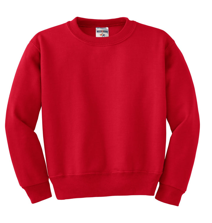 Front View of True Red Jerzees - Youth NuBlend Crewneck Sweatshirt. 562B