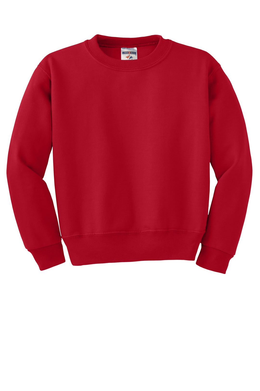 Front View of True Red Jerzees - Youth NuBlend Crewneck Sweatshirt. 562B