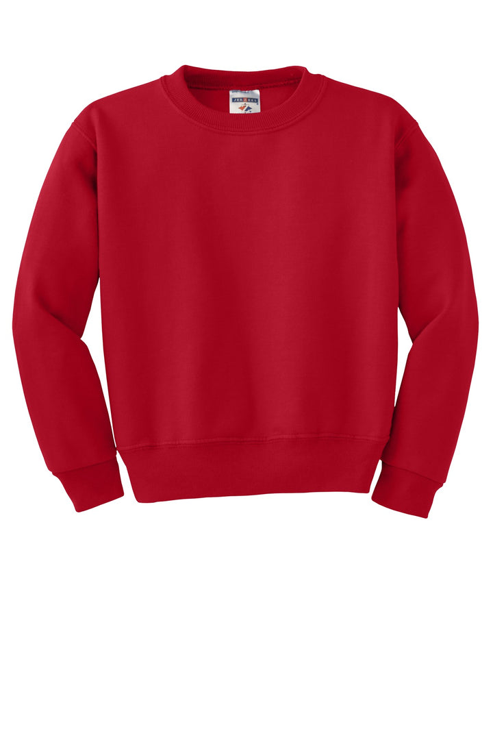 Front View of True Red Jerzees - Youth NuBlend Crewneck Sweatshirt. 562B