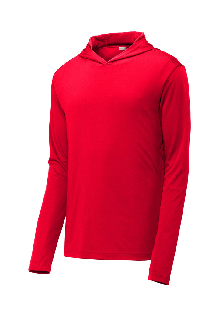 Front View of True Red Sport-Tek PosiCharge Competitor Hooded Pullover. ST358