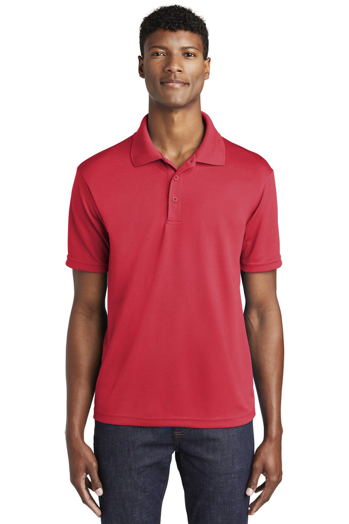 Front View of True Red Sport-Tek PosiCharge RacerMesh Polo. ST640