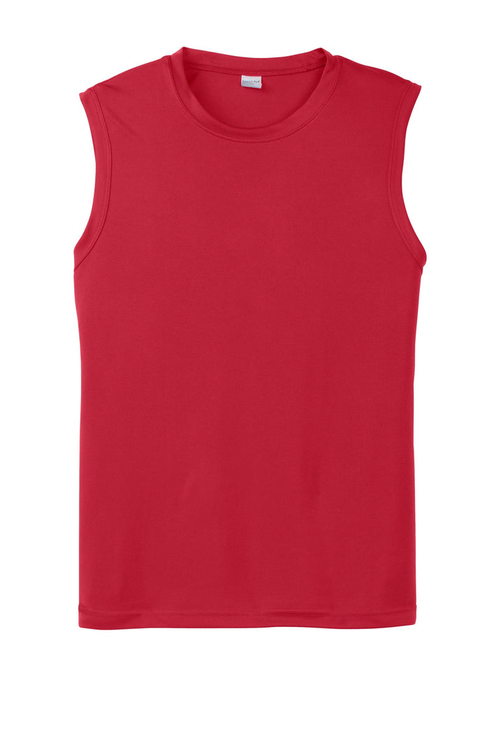 Front View of True Red Sport-Tek Sleeveless PosiCharge Competitor Tee. ST352