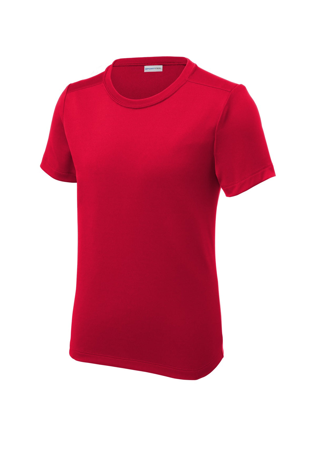 Front View of True Red Sport-Tek Youth Posi-UV Pro Tee. YST420