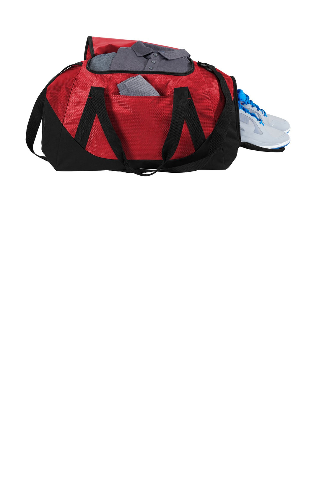 Front View of True Red/Black Port Authority Team Duffel BG804