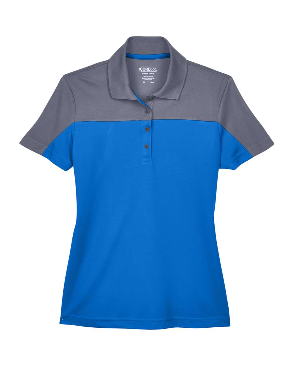 Front View of True Royal/ Carbon Women's Balance Colorblock Performance Piqué Polo - CE101W