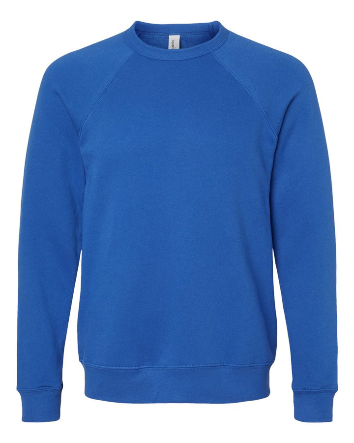 Front View of True Royal Sponge Fleece Raglan Crewneck Sweatshirt - 3901