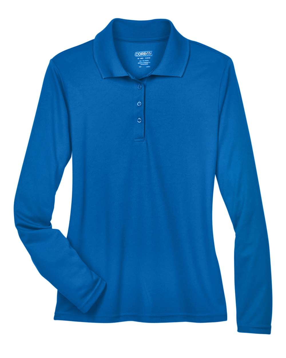 Front View of True Royal Women's Pinnacle Performance Long Sleeve Piqué Polo - 78192