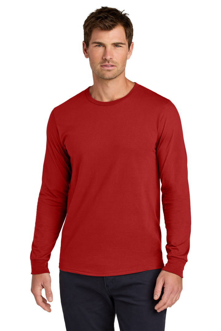 Front View of TrueRed Jerzees Classics Unisex Cotton Long Sleeve T-Shirt 363L