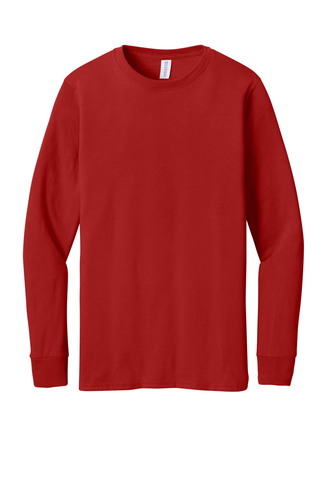 Front View of TrueRed Jerzees Premium Blend Ring Spun Long Sleeve T-Shirt 560LS