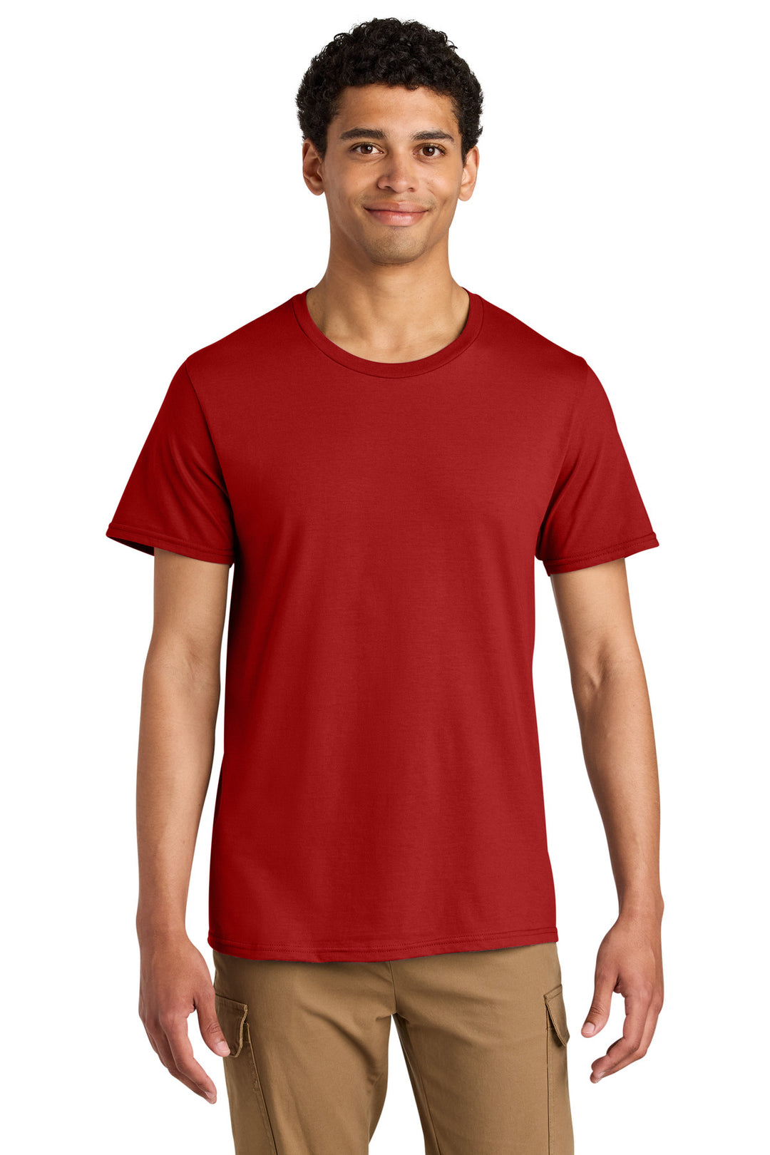 Front View of TrueRed Jerzees Unisex Premium Combed Ring Spun Cotton Tee 570M