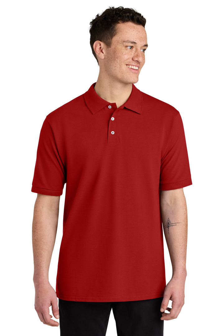 Front View of TrueRed Jerzees Unisex Premium Ring Spun Cotton Pique Sport Shirt 443M