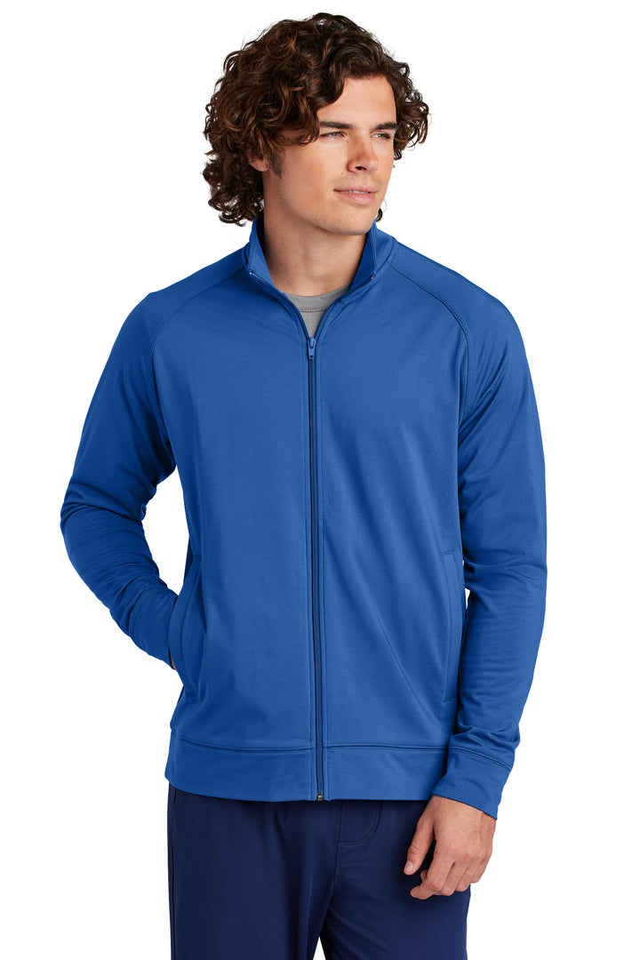 Front View of TrueRoyal Sport-Tek Sport-Wick Stretch Full-Zip Cadet Jacket ST857