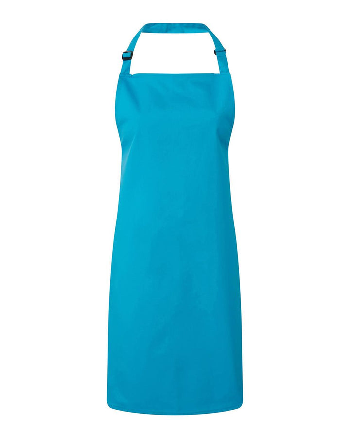 Front View of Turquoise Recycled Bib Apron - RP150