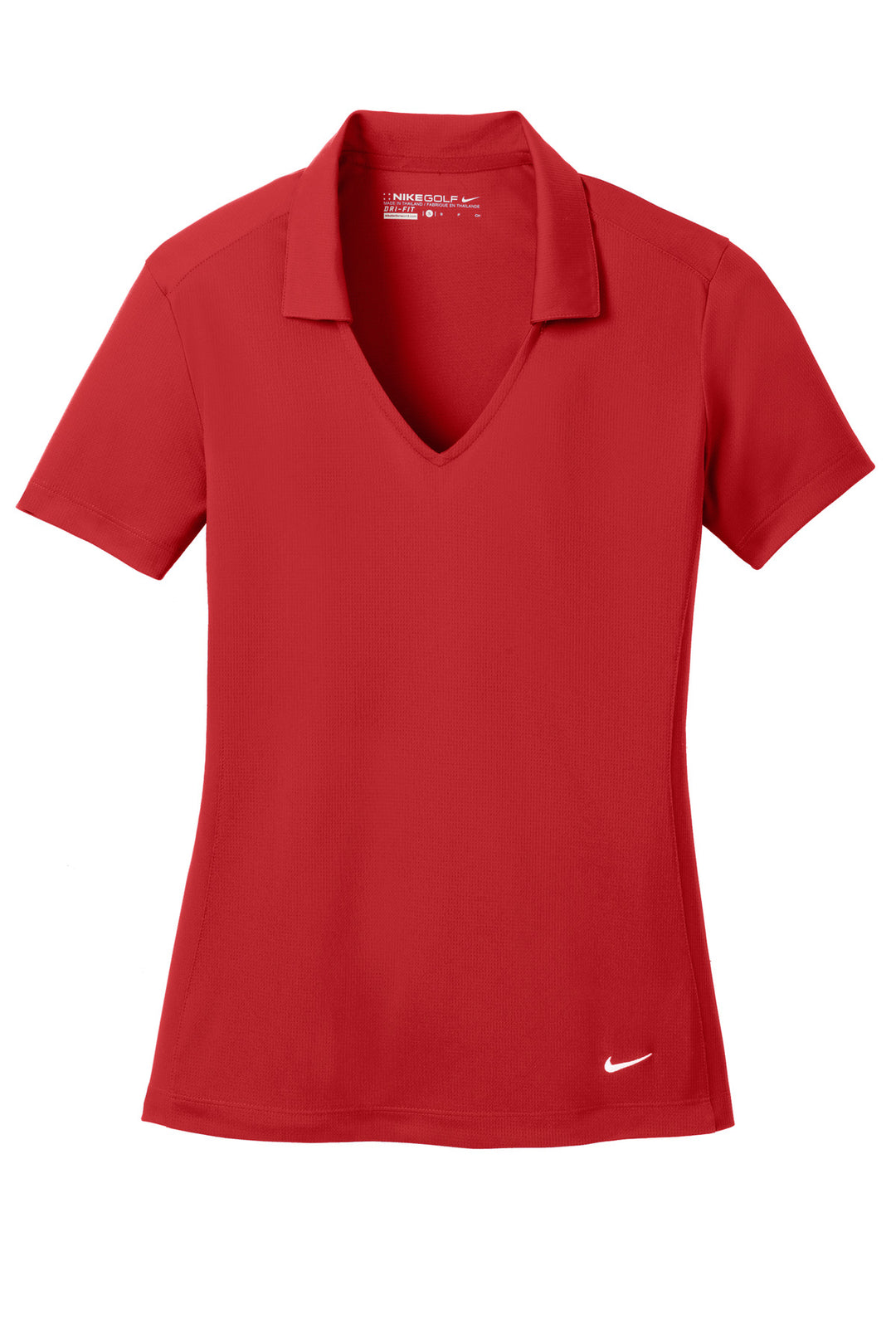 Front View of University Red Nike Women's Dri-FIT Vertical Mesh Polo. 637165