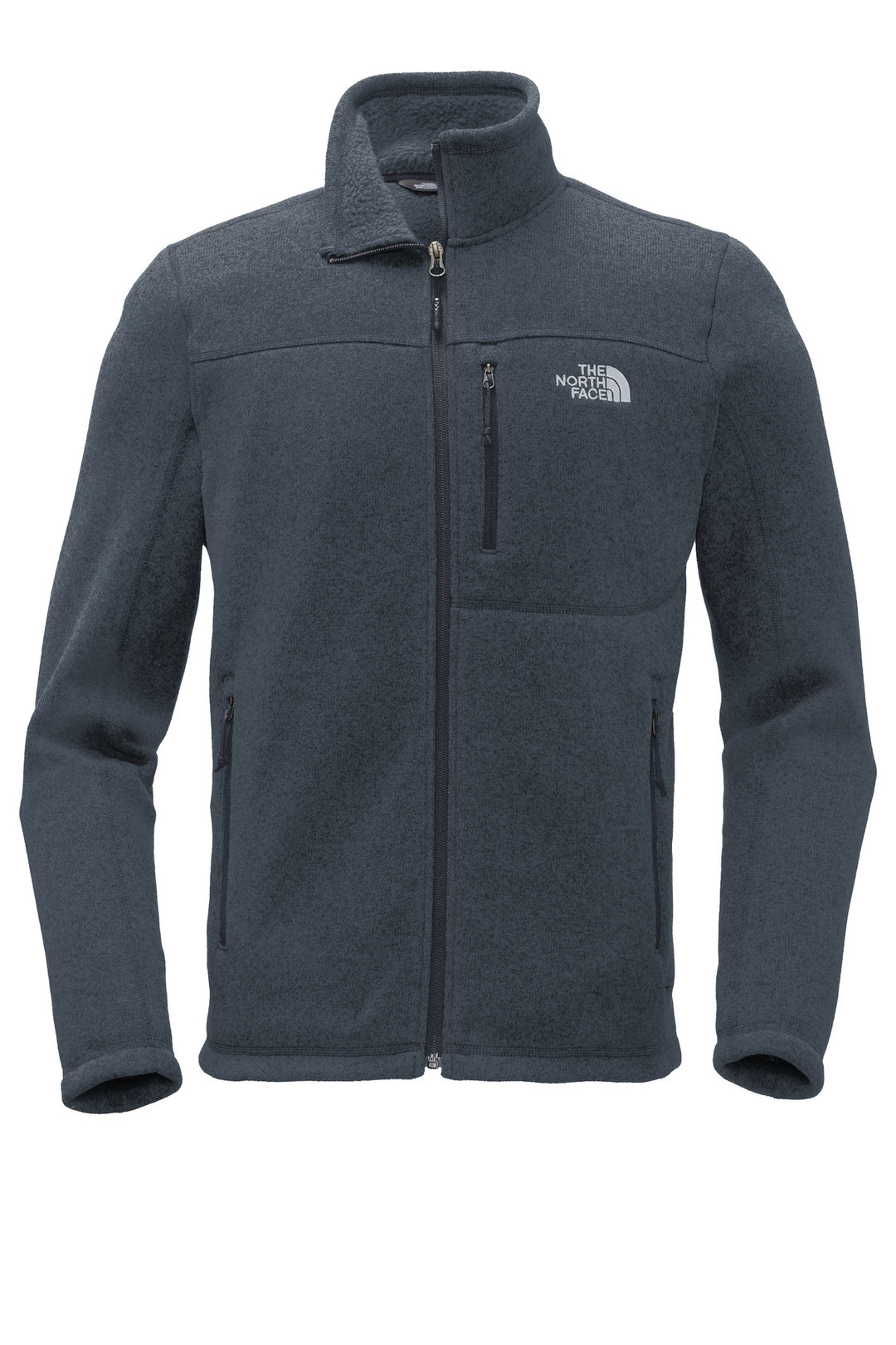Front View of Urban Navy Hth The North Face Sweater Fleece Jacket. NF0A3LH7