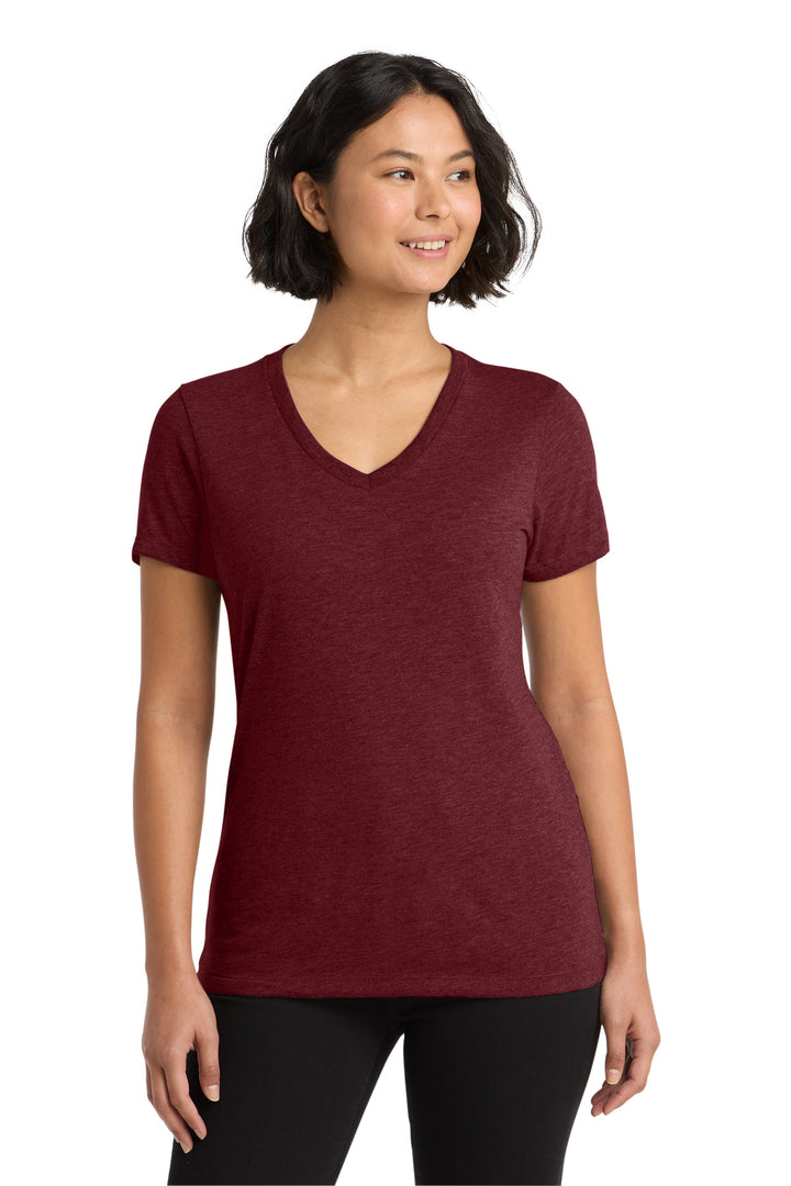 Front View of Vino Red Allmade Women's Tri-Blend V-Neck Tee AL2018